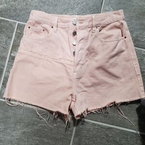 PacSun Ultra High Rise Light Orange Frayed Jean Shorts
